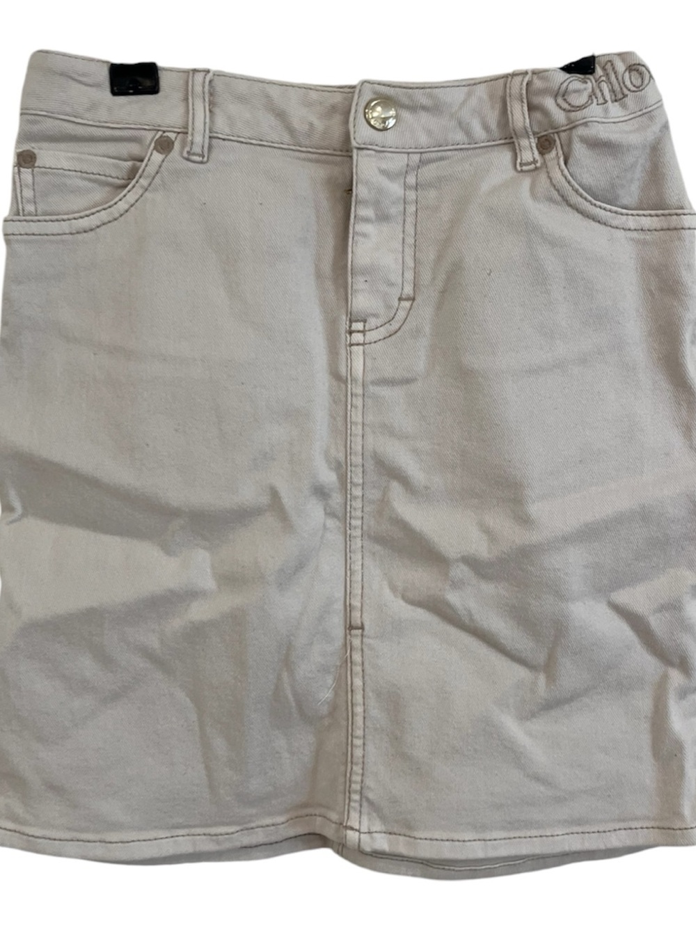 Chloé Cream Denim straight Skirt